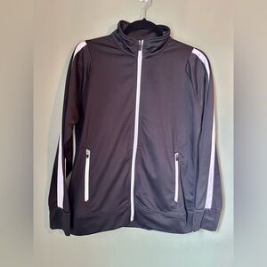 Holloway Ladie’s M Black White Striped Track Golf Athletic Jacket Zip Up Sweater